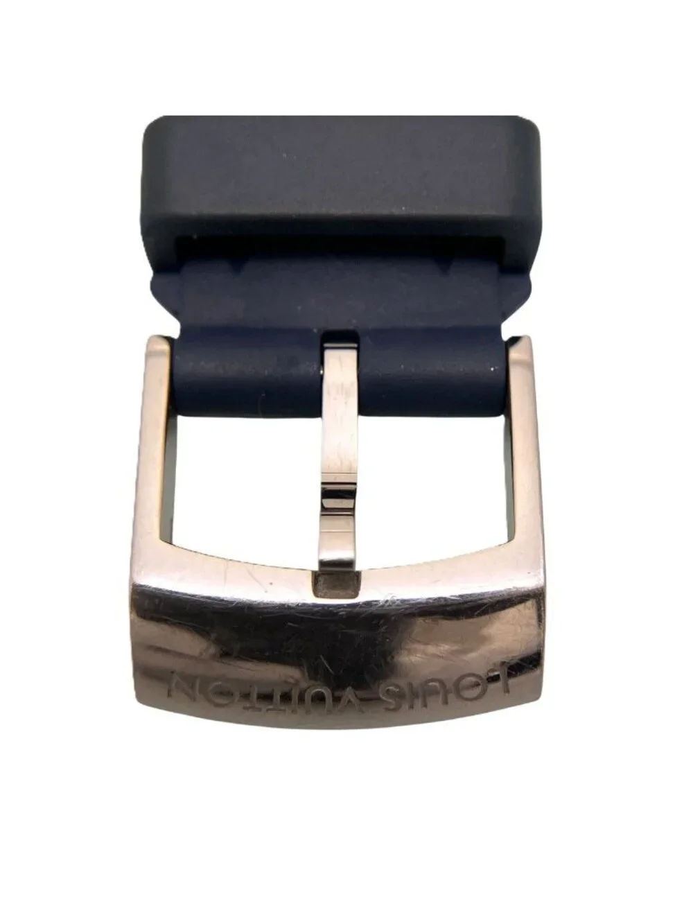 Louis Vuitton Tambour Watch SS Rubber Quartz Silver Dial